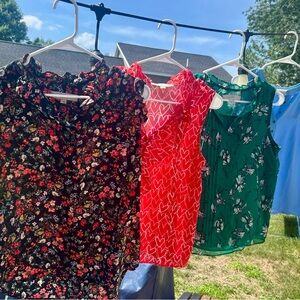 Lot of 4 LOFT Sleeveless Ruffled Blouses